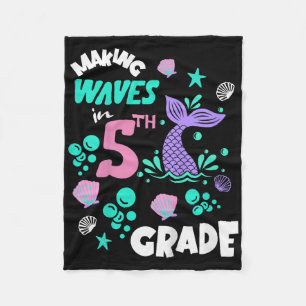 5th Grade Pupil Happy 1st Day Back To School Merma Fleece Blanket