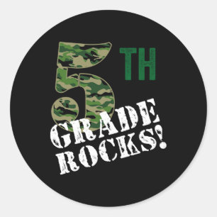 5th Grade Rocks Camo Fifth Grader Back To School C Classic Round Sticker