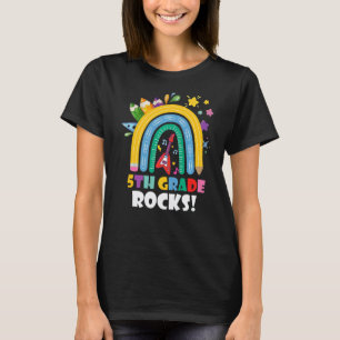 5th Grade Rocks Rainbow Kids Girls Teacher Back To T-Shirt