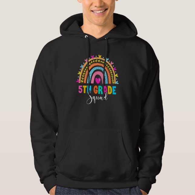 5th Grade Squad Back To School Rainbow Teachers Fi Hoodie (Front)