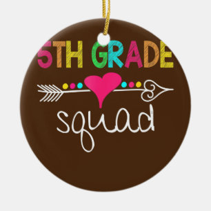 5th Grade Squad Fifth Teacher Student Team Back Ceramic Ornament