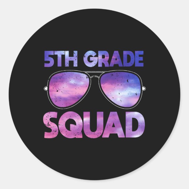 5Th Grade Squad Fifth Teacher Student Team Back To Classic Round Sticker (Front)