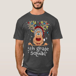 5th Grade Squad Plaid Reindeer Santa Hat Teacher C T-Shirt