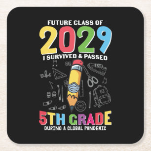 5th Grade Teacher 5th Grade During A Global Square Paper Coaster