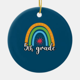 5th Grade Teacher 5th Grade Rainbow Star Ceramic Ornament