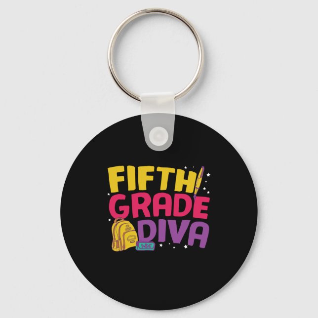 5th Grade Teacher Fifth Grade Diva Key Ring (Front)