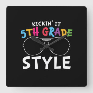 5th Grade Teacher Fifth Grade Style Square Wall Clock