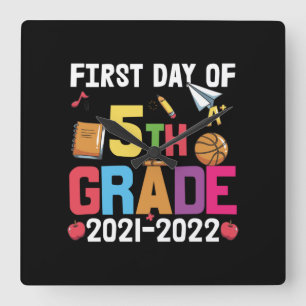 5th Grade Teacher First Day Of 5th Grade Square Wall Clock