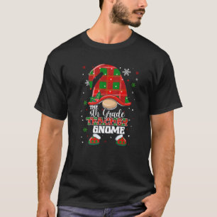 5th Grade Teacher Gnome Buffalo Plaid Xmas Christm T-Shirt