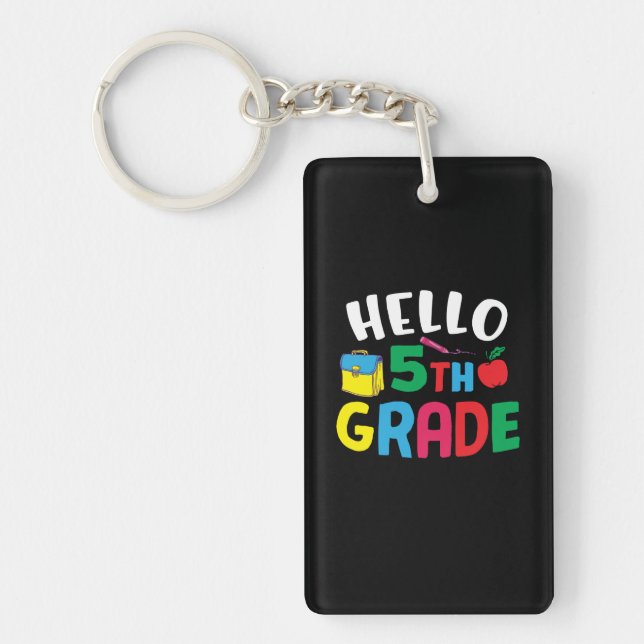 5th Grade Teacher Hello Fifth Grade Key Ring (Front)
