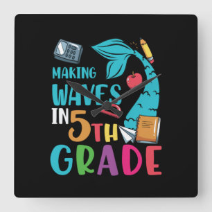 5th Grade Teacher Making Waves In 5th Grade Square Wall Clock