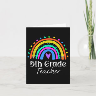 5th Grade Teacher Rainbow Heart Fifth Grade Back T Card