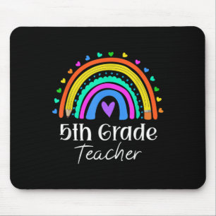 5th Grade Teacher Rainbow Heart Fifth Grade Back T Mouse Pad