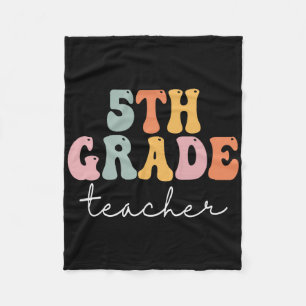 5th Grade Teacher Retro Groovy Vintage First Day O Fleece Blanket
