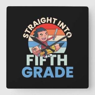 5th Grade Teacher Straight Into Fifth Grade Square Wall Clock