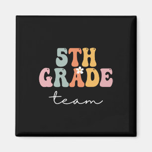 5th Grade Team Retro Groovy Women Happy First Day Magnet