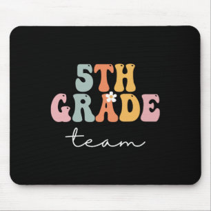 5th Grade Team Retro Groovy Women Happy First Day  Mouse Pad