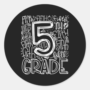 5th Grade Typography Team Fifth Grade Teacher Back Classic Round Sticker