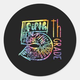 5th Grade Typography Team Fifth Grade Teacher Back Classic Round Sticker