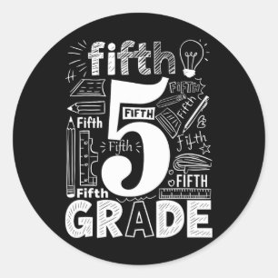 5th Grade Typography Team Fifth Grade Teacher Back Classic Round Sticker