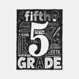 5th Grade Typography Team Fifth Grade Teacher Back Fleece Blanket