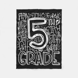 5th Grade Typography Team Fifth Grade Teacher Back Fleece Blanket