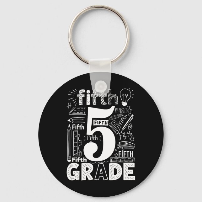5th Grade Typography Team Fifth Grade Teacher Back Key Ring (Front)