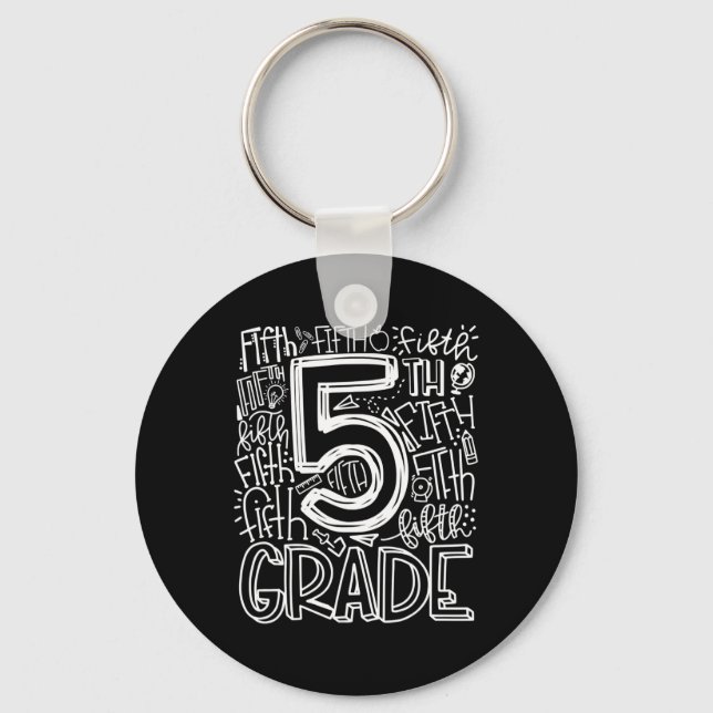 5th Grade Typography Team Fifth Grade Teacher Back Key Ring (Front)