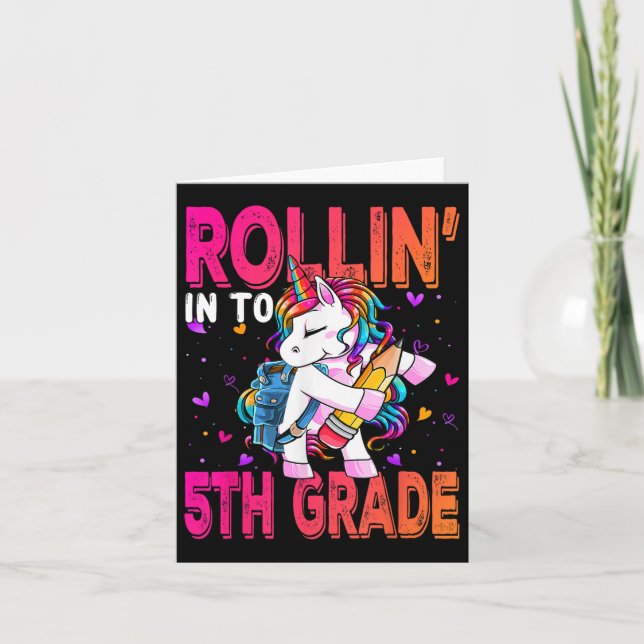 5th Grade Unicorn Back To School First Day Of Scho Card (Front)