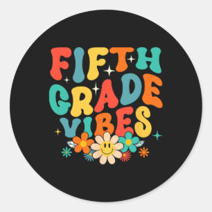 5th Grade Vibes Back To School Retro Fifth Grade T Classic Round Sticker