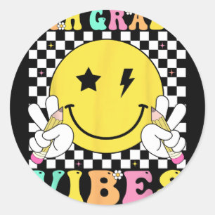 5th Grade Vibes Girls Ck To School Fifth Grade Tea Classic Round Sticker