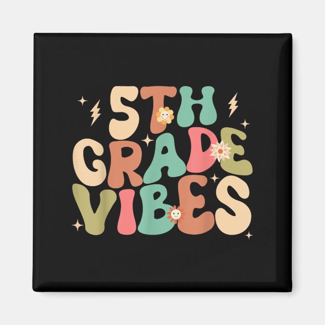 5th Grade Vibes Groovy Back To School Magnet (Front)