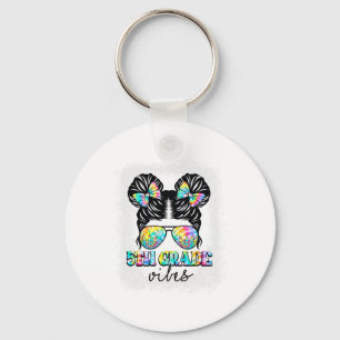 5th Grade Vibes Messy Hair Bun Girl Ck To School F Key Ring