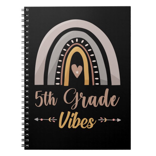 5th Grade Vibes Rainbow Fifth Grade Back to School Notebook (Front)