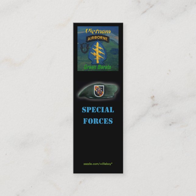 5th green berets special forces flash bookmarker mini business card (Front)