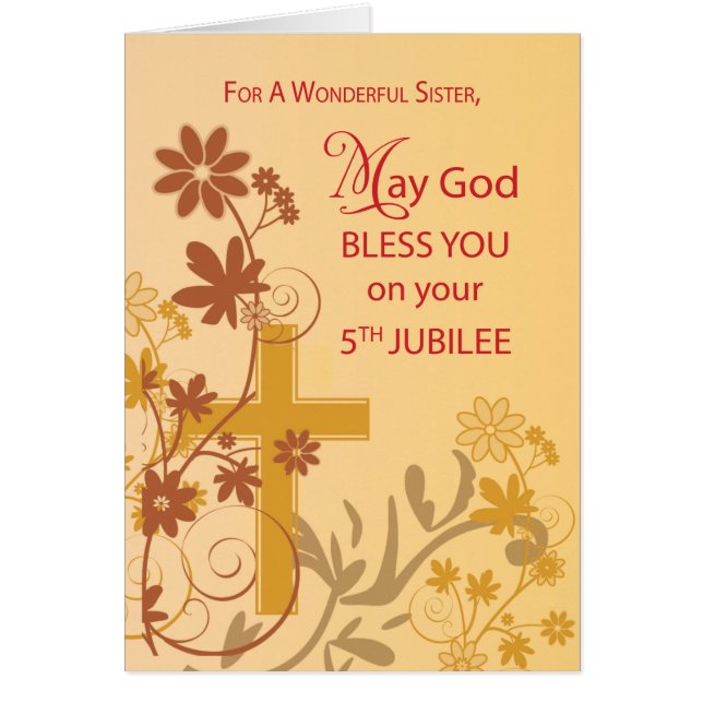 5th Jubilee Anniversary Nun Cross, Swirls, Flowers (Front)