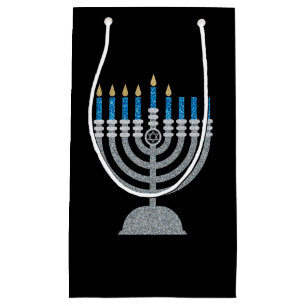 5th Night of Hanukkah Glitter Small Gift Bag
