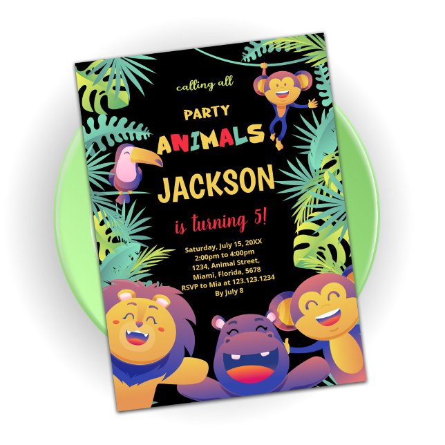 5th Orange Safari Birthday Invitations (Creator Uploaded)