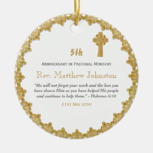 5th Ordination Anniversary Personalised Scripture Ceramic Ornament
