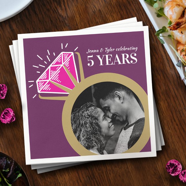 5th pink tourmaline anniversary gold ring photo napkin (Creator Uploaded)