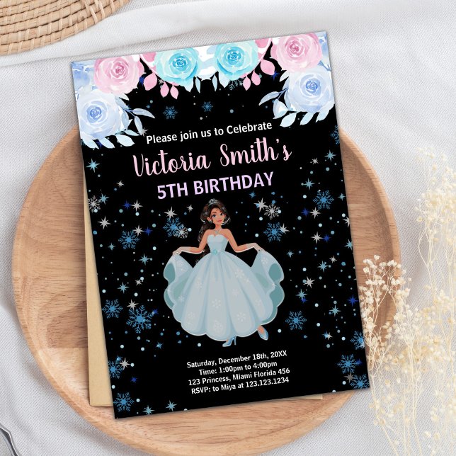 5th Purple Floral Princess Birthday Invitations (5th Purple Floral Princess Birthday Invitations)