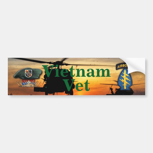 5th Special Forces Green Berets SF SFG Vietnam Nam Bumper Sticker (Front)