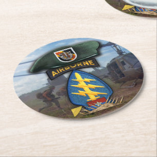 5th Special Forces Green Berets vietnam nam war Round Paper Coaster
