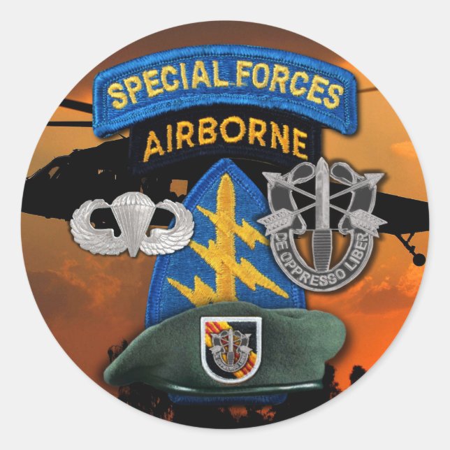 5th Special Forces Group Green Berets SF SFGA Classic Round Sticker (Front)