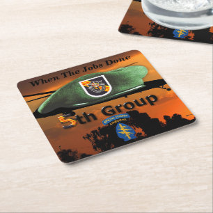 5th Special Forces Group SF SFG Green Berets Square Paper Coaster