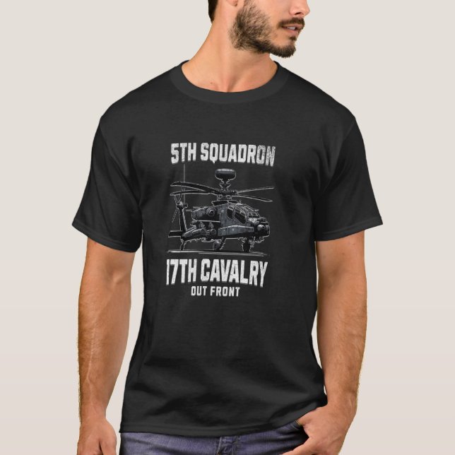 5th Squadron 17th Cavalry Apache Helicopter Milita T-Shirt (Front)