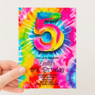 5th Tie Dye Birthday Invitation