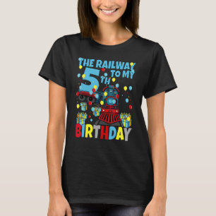 5th Train Birthday Party Railway To My Fifth Birth T-Shirt