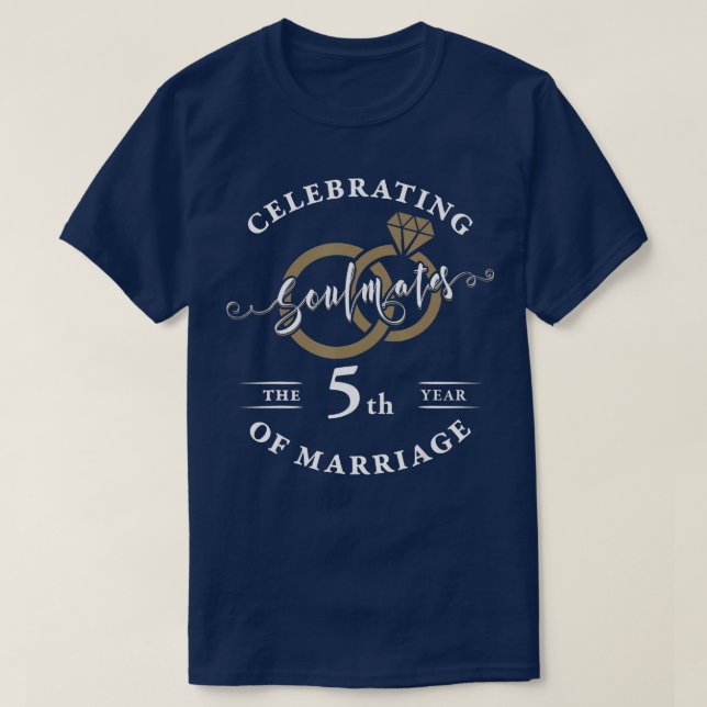 5th Wedding Anniversary  5 years of Marriage  T-Shirt (Design Front)