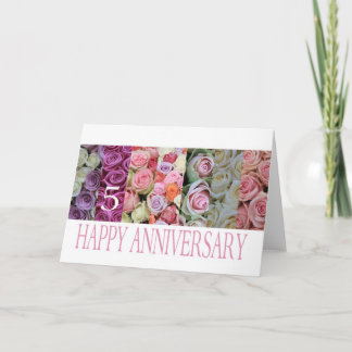 5th Wedding Anniversary Card pastel roses